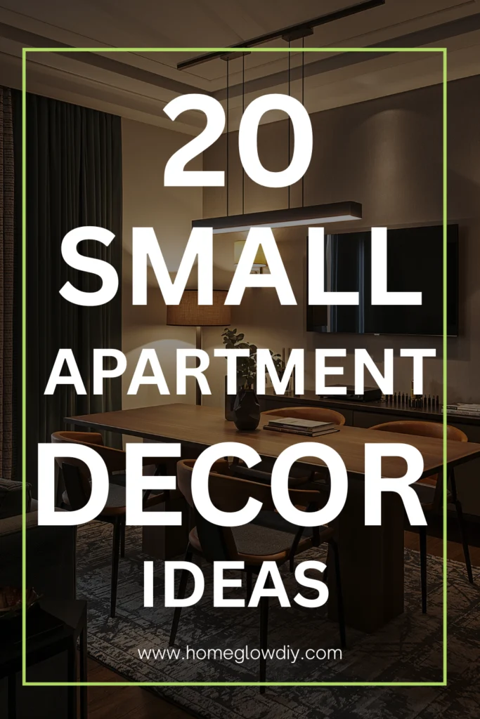 20 small apartment decor ideas – modern dining and living space with stylish furniture, cozy lighting, and contemporary design, perfect for maximizing space in compact apartments.