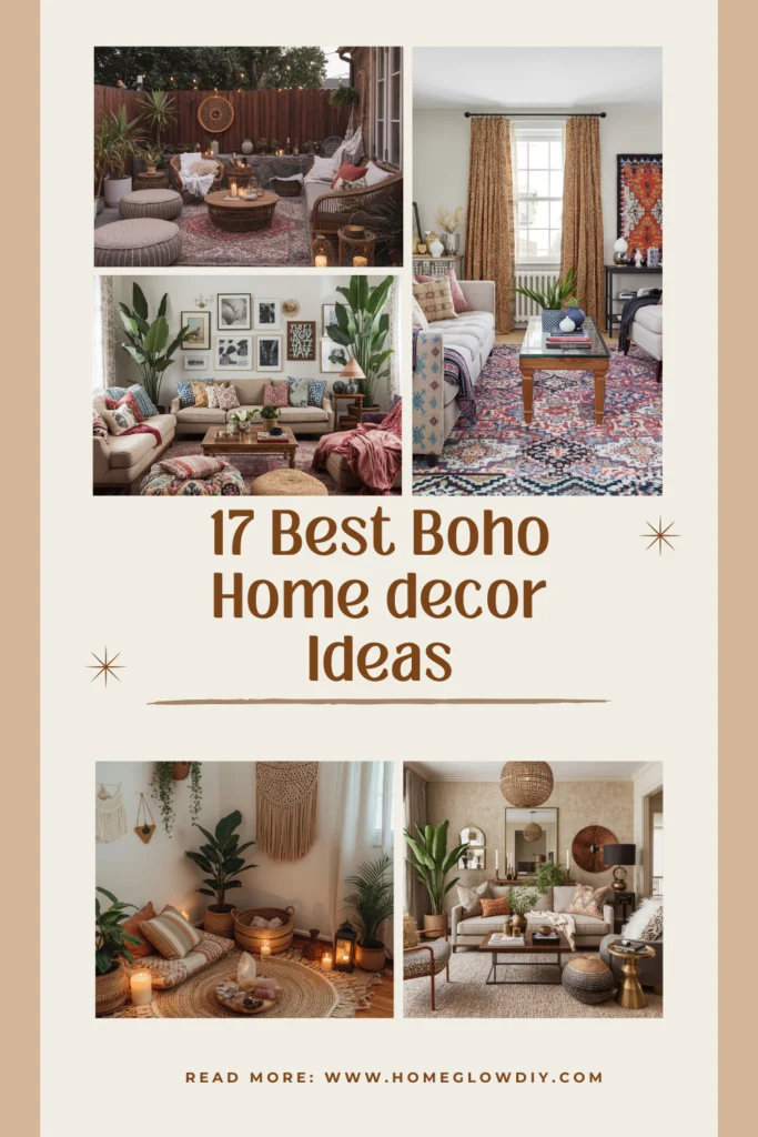 collage of Inspiring Boho Home Decor Ideas to Elevate Space with Style