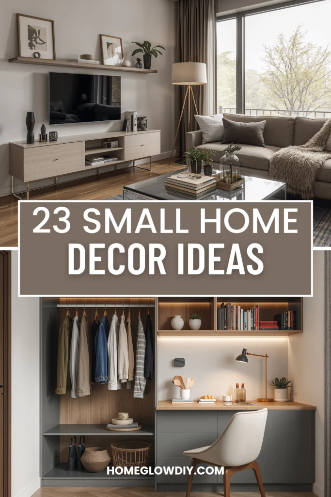 Small modern home decor with stylish furniture, neutral tones, and space-saving design ideas for compact living