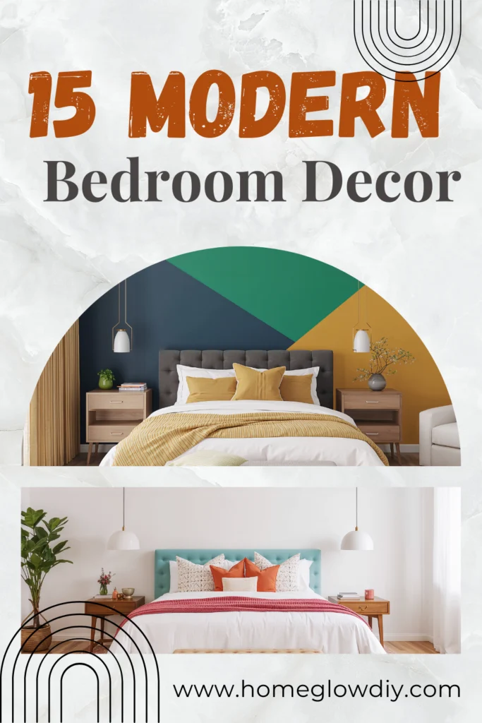 15 DIY bedroom decor ideas – stylish modern bedroom designs with colorful accent walls, cozy bedding, and creative home decor inspiration