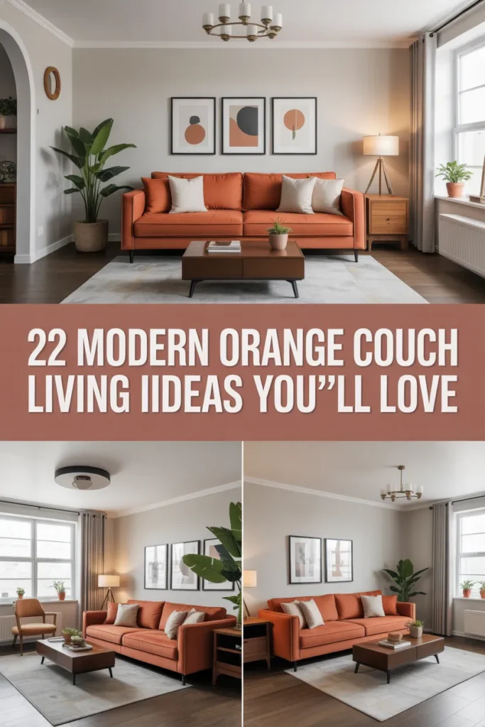 22 Gorgeous Orange Couch Ideas to Transform Your Living Room