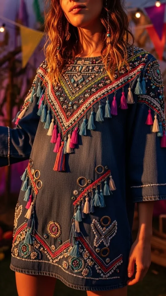 20 Gorgeous DIY Upcycled Denim Boho Dress Transformation