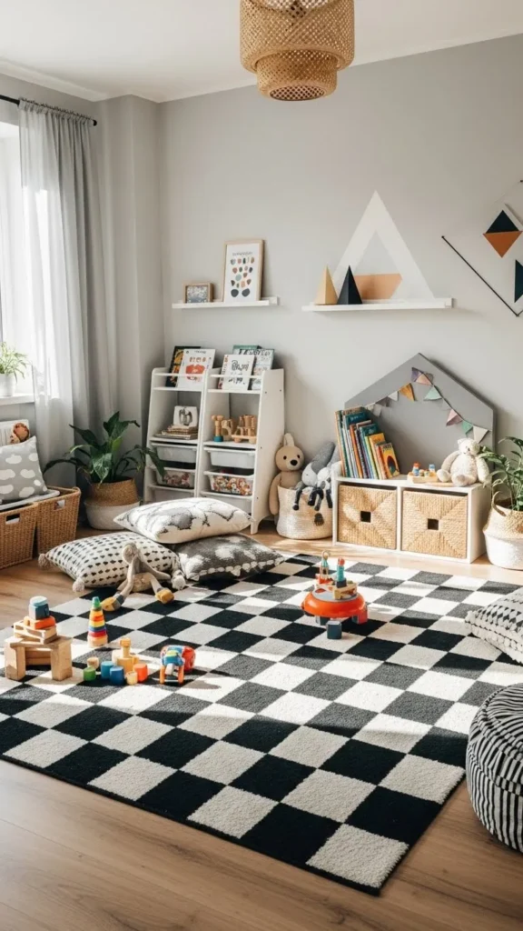 20 Gorgeous Black & White Checkered Rug Ideas for Any Room