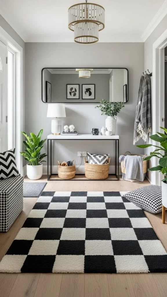 20 Gorgeous Black & White Checkered Rug Ideas for Any Room