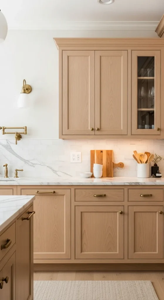 18 Oak Kitchen Cabinets with Marble Countertops That Wow
