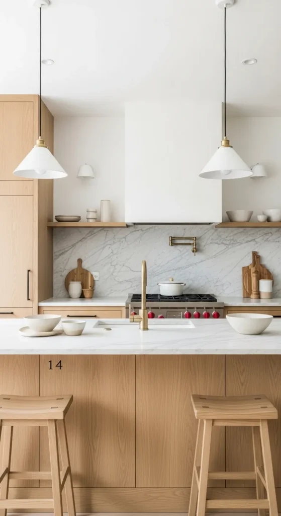 18 Oak Kitchen Cabinets with Marble Countertops That Wow