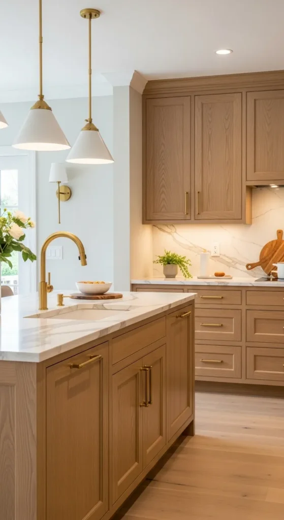 18 Oak Kitchen Cabinets with Marble Countertops That Wow
