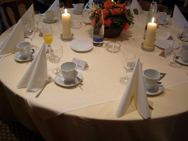 Elegant table setting with napkins, dollar store dining centerpiece idea