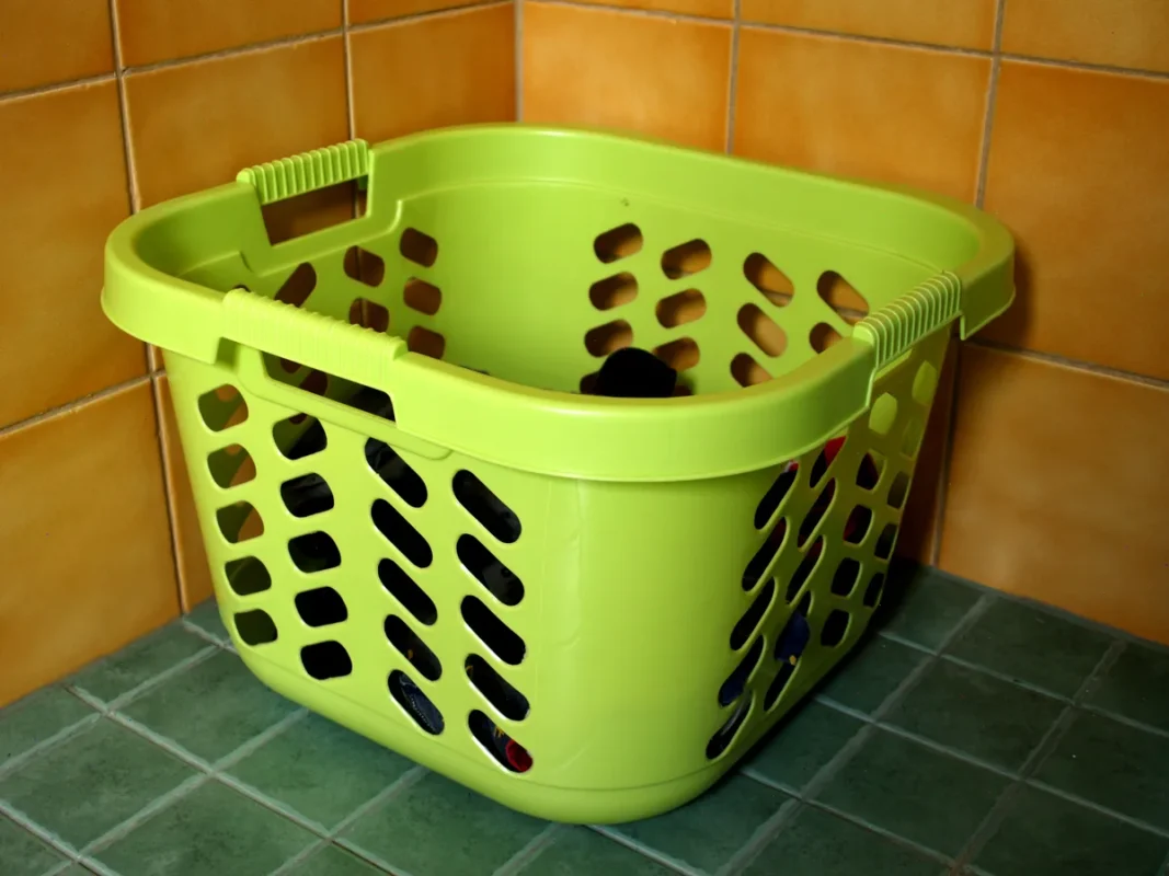 Green laundry basket