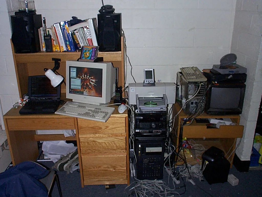 Dorm desk with hutch shelving