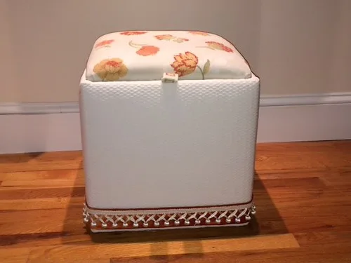 White storage ottoman