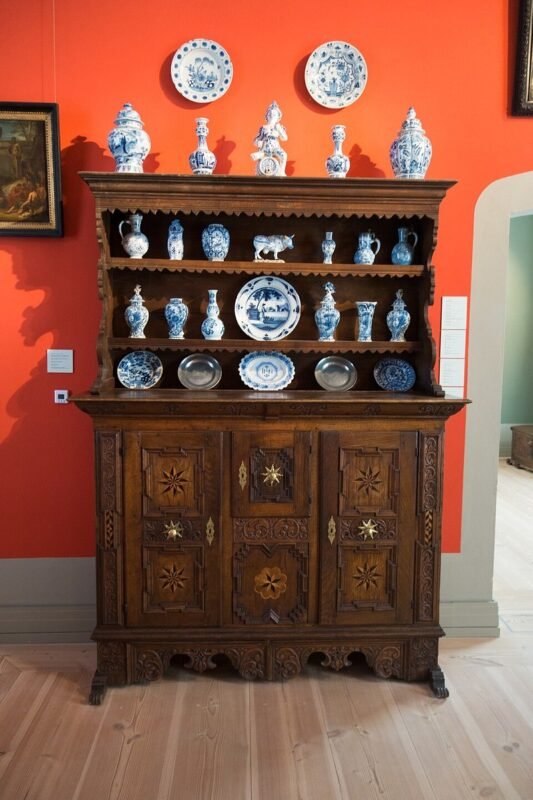 Antique wooden hutch with glass doors, thrift store flip idea for a painted china cabinet