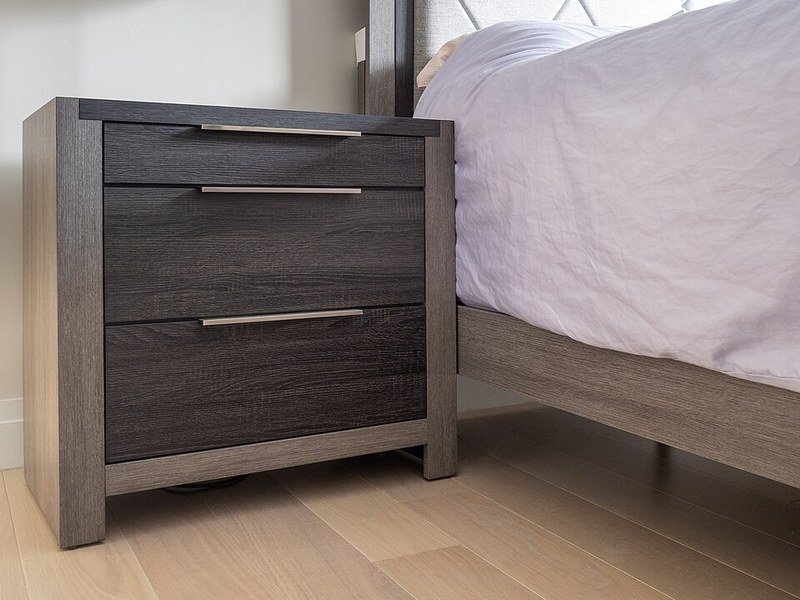 Small wooden nightstand with drawer, thrift store furniture flip with new hardware and paint