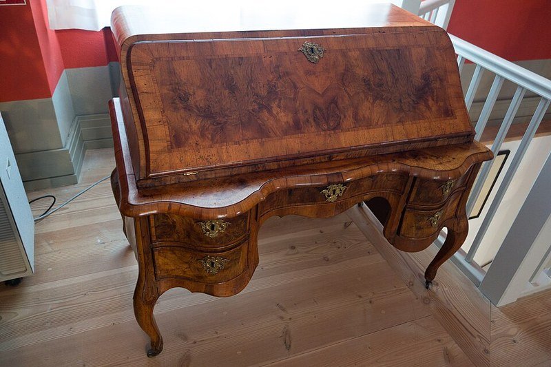 Antique wooden writing desk with drawers, thrift store furniture flip painted desk makeover