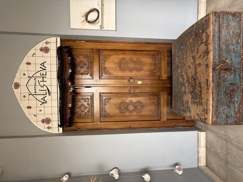 Vintage wooden trunk used as a coffee table with hidden living room storage